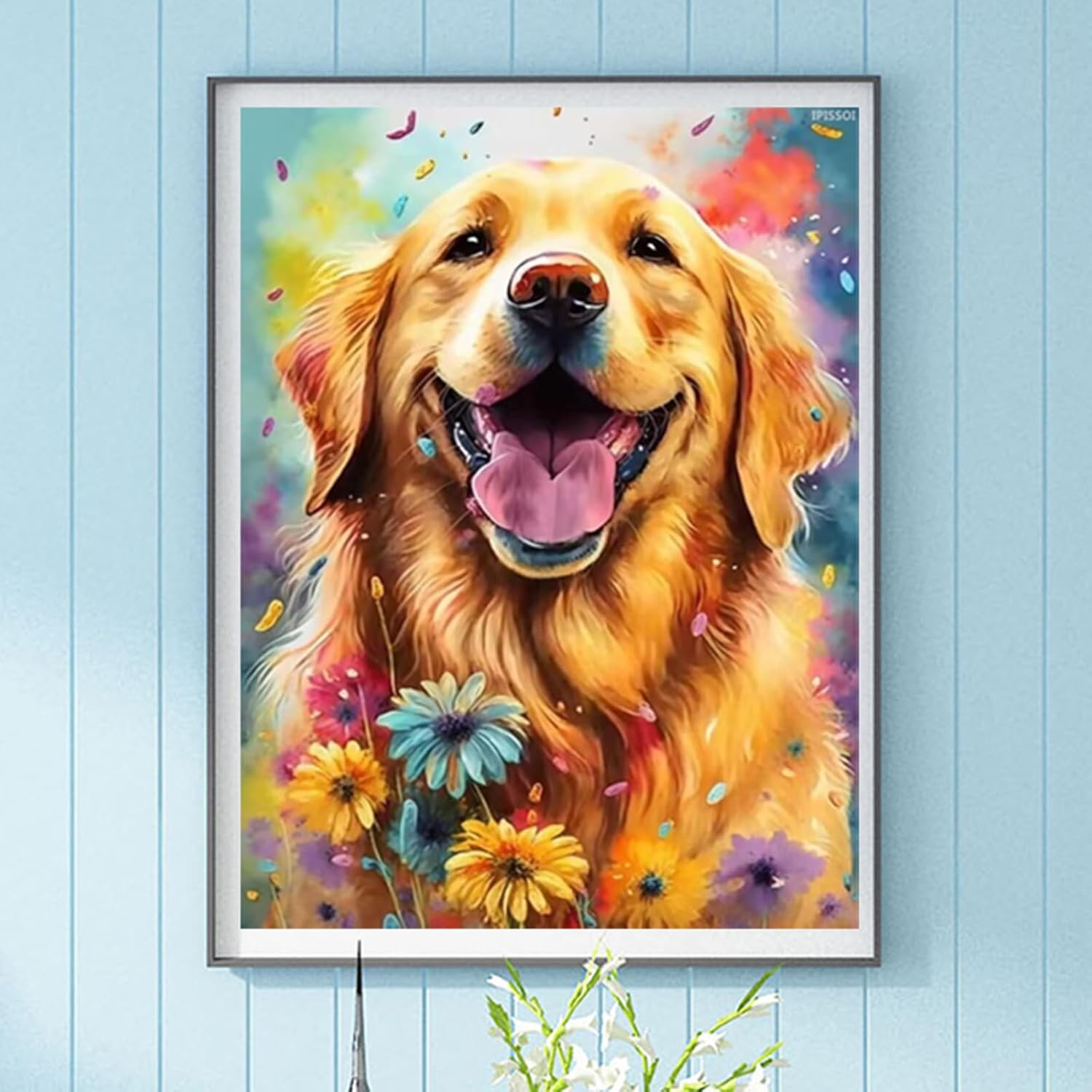 IPISSOI Xmas Gift Happy Golden Retriever Diamond Painting Kits, Full Round Diamond Art Painting Crafts for Adults and Beginners, for Room Decor 12x16 inch for New Year, Valentine's Day Gifts image 5