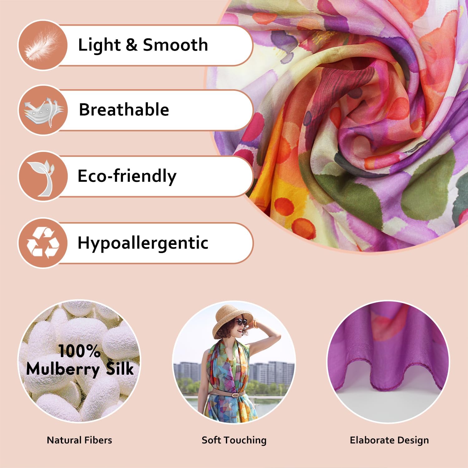 DANA XU Women's 100% Mulberry Satin Silk Pashmina Shawl Wraps Extra Large Floral Scarf for Evening Dresses, Soft Oversized - Image 3