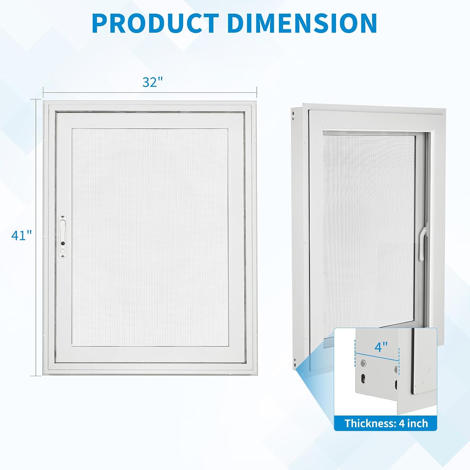 GarveeTech House Window 32 x 41 x 4 Inch, 4 Gear Opening Position Adjustment Roof Window, 5 mm Reinforced Glass Casement Window with Pull Down Magnetic Mesh, Sliding Window for House
