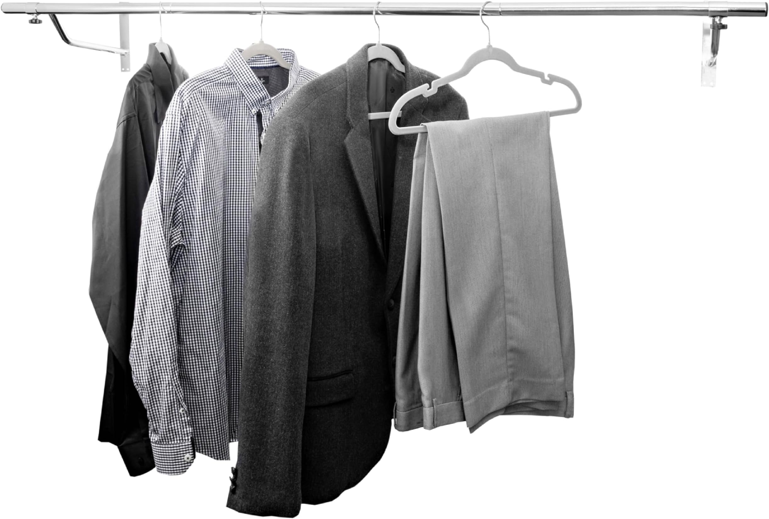 House of Home Heavy Duty Wall Mounted Clothes Rail – 5ft Chrome Hanging Wardrobe Rail. Strong Metal Wall Rail for Clothes Storage & Organisation. Ideal for Coats, Shirts, Jackets & Accessories
