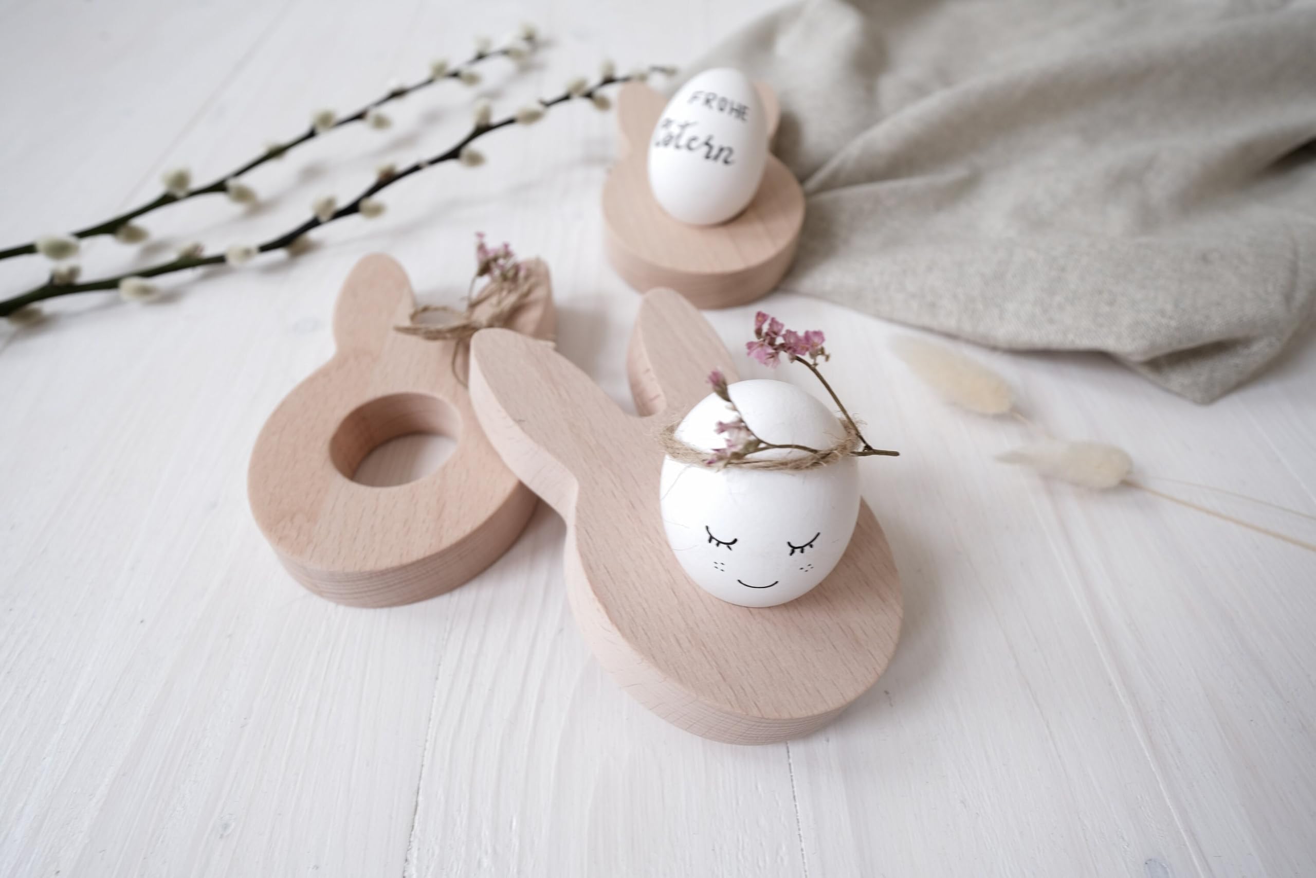 Eierbecher Hase Buchenholz mit Gravur personalisiert