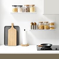 Vista 6 de JOOM Estante flotante de pared de metal blanco, baño pequeño, estantes de exhibición para almacenamiento (blanco, 16 pulgadas)