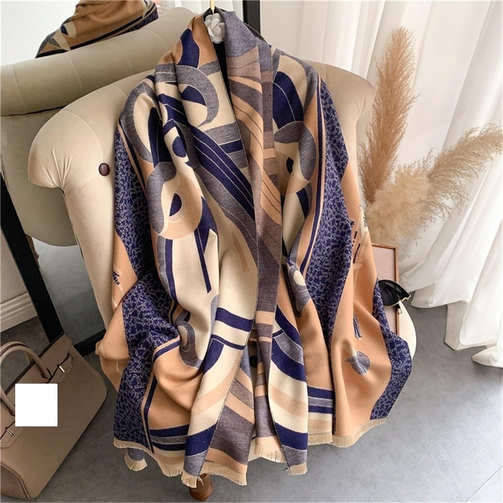 Sciarpa in Cashmere con Motivo a Cavallo, Scialle in Cashmere Caldo Invernale da Donna e Scialle Spesso