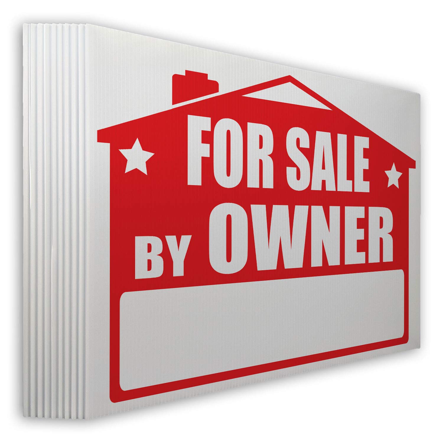 VSE | "For Sale By Owner" Lawn Sign Kit | 24 x 18 Inch (10 Signs) | Includes H-Stake and FREE Blue Arrow Stickers