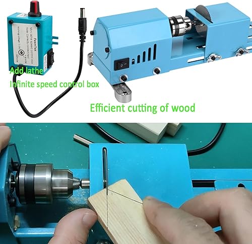 Miniatura 10 de Mini máquina de torno de madera multiusos mejorado y alargado diámetro de procesamiento de 11 pulgadas, soporte de torneado, corte de lijado, pulido
