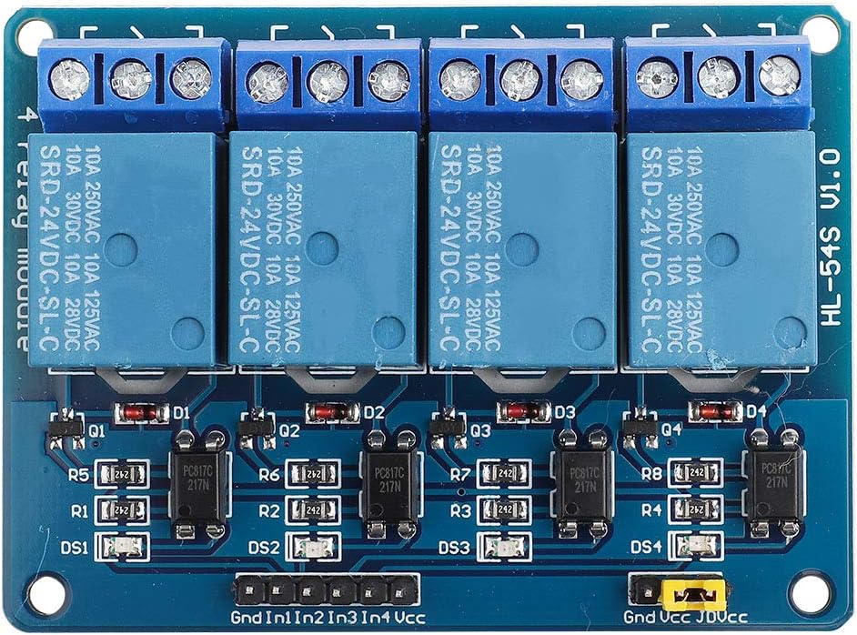 Relay Module, 4 Channel Relay Modules 4CH Relay Module Low Suction With Optocoupler for Microcontroller(24V)