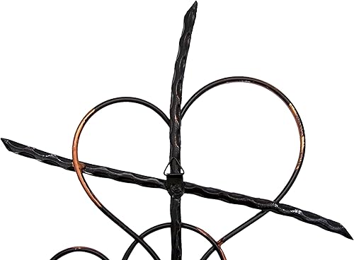 Miniatura 4 de Wowser Cruz de pared de metal plateado con dos corazones entretejidos en tono bronce, 19 1/2 pulgadas