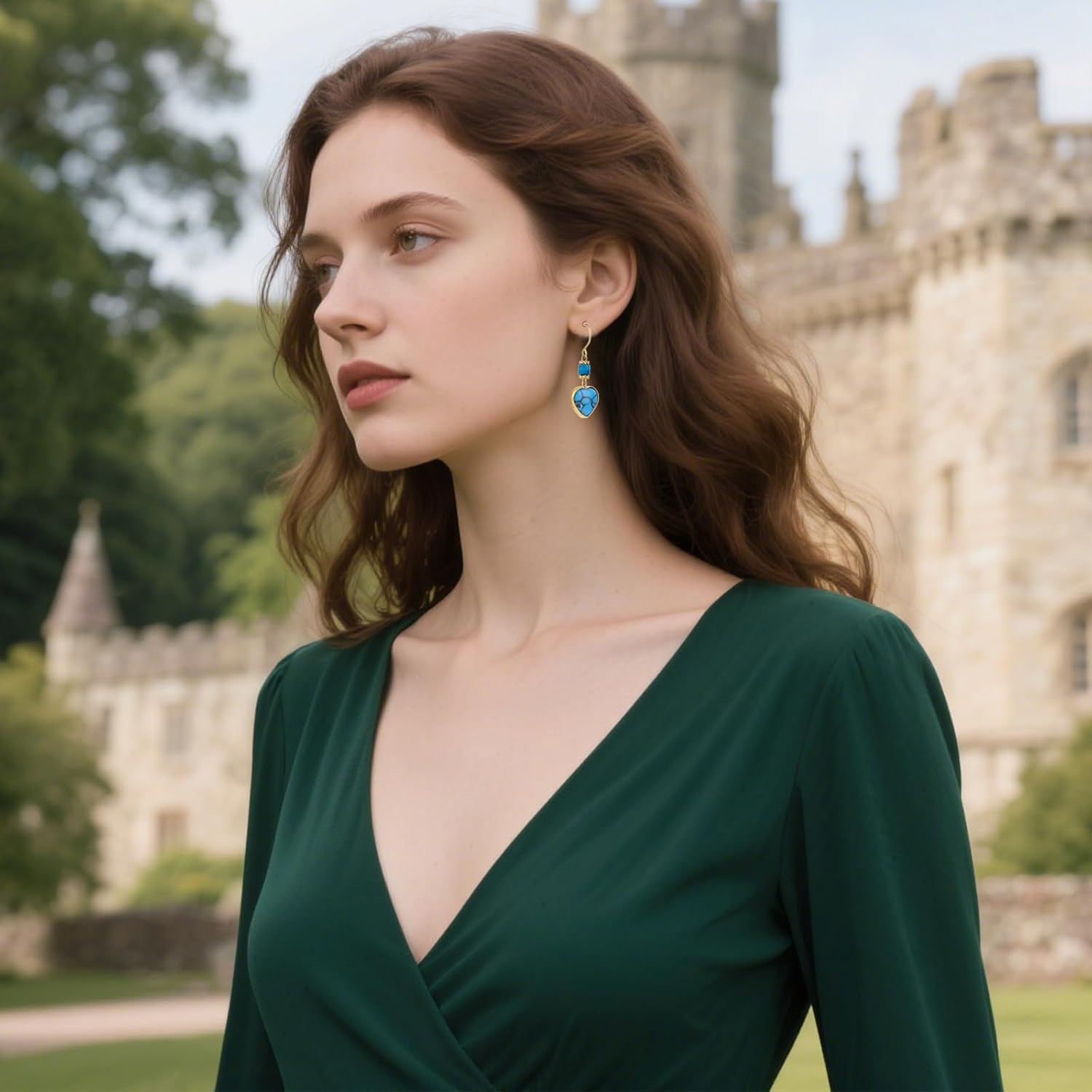 925 Sterling Silver Natural Gemstone Teardrop Fishhoop Drop Earrings 18k Real Gold Plated Turquoise Lever Back Earring Teardrop Jewelry Birthday Valentine's Day Gift for Women - Image 3