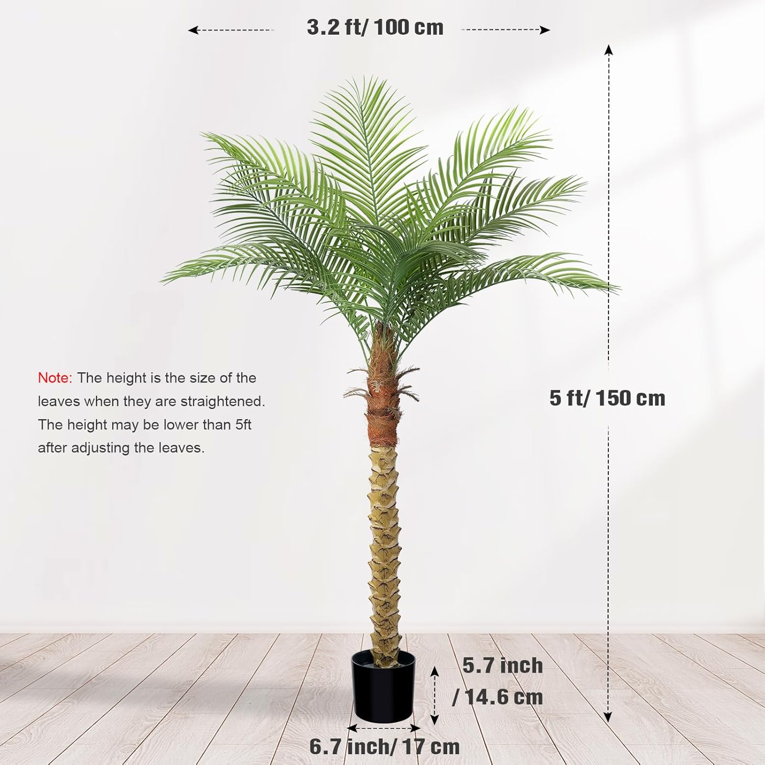 Artificial Phoenix Palm Tree 5ft Tall 2 Set – Fake Large Tropical Tree with 9 Adjustable Leaves, Outdoor Indoor Faux Sago Palm Plant for Living Room Patio Poolside Yard Decor