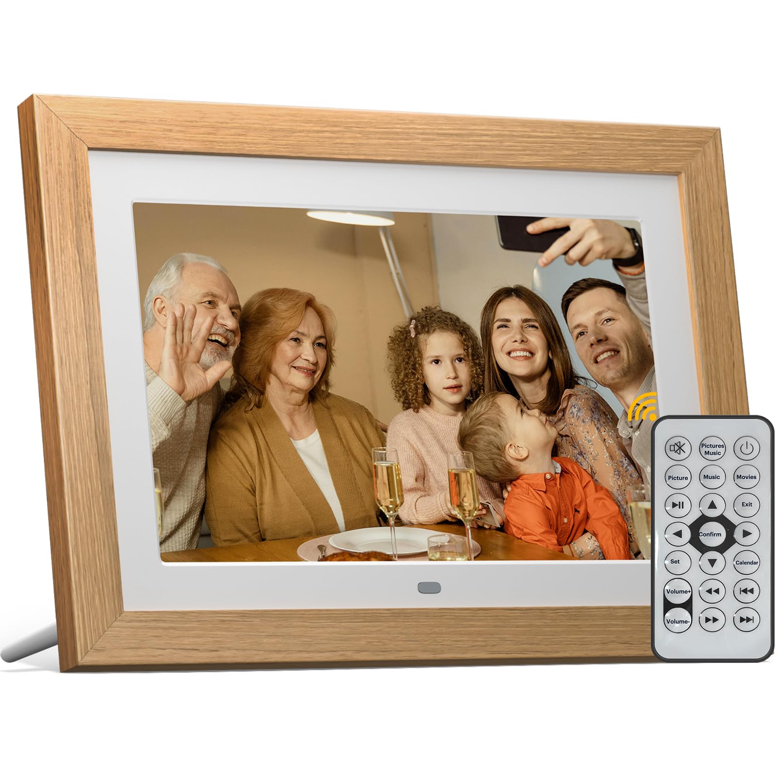 Cadre Photo numérique 10 Pouces, sans WiFi Cadre Photo numérique avec télécommande, HD Affichage Photo et vidéo, Support Carte SD de 32 Go, USB, Auto-Rotation, Automatique on/Off, Cadre en