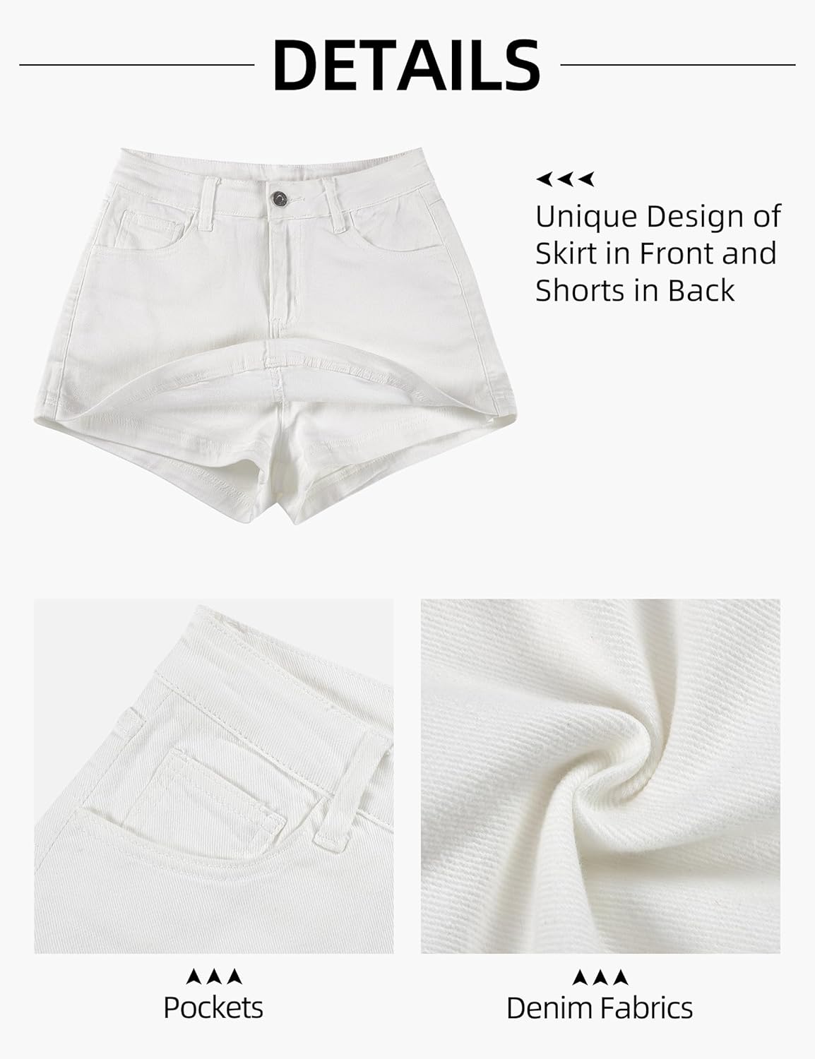 Denim Skort Women High Waist Mini Jean Skirt for Women Stretch Casual Mini Jean Skort - Image 5