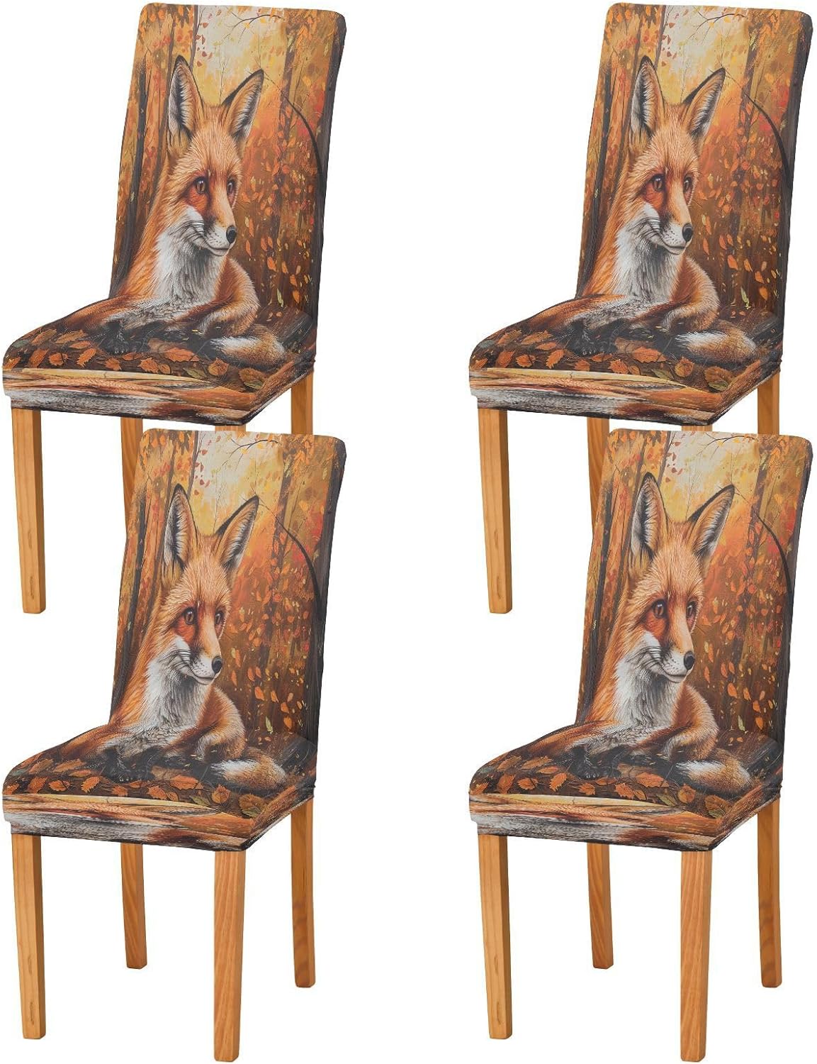 ALAZA Fox in Forest Autumn Dining Room Chair Slipcovers Dining Chair Covers Parsons Chair Slipcover Office Chairs Stretch Chair Covers for Dining Room