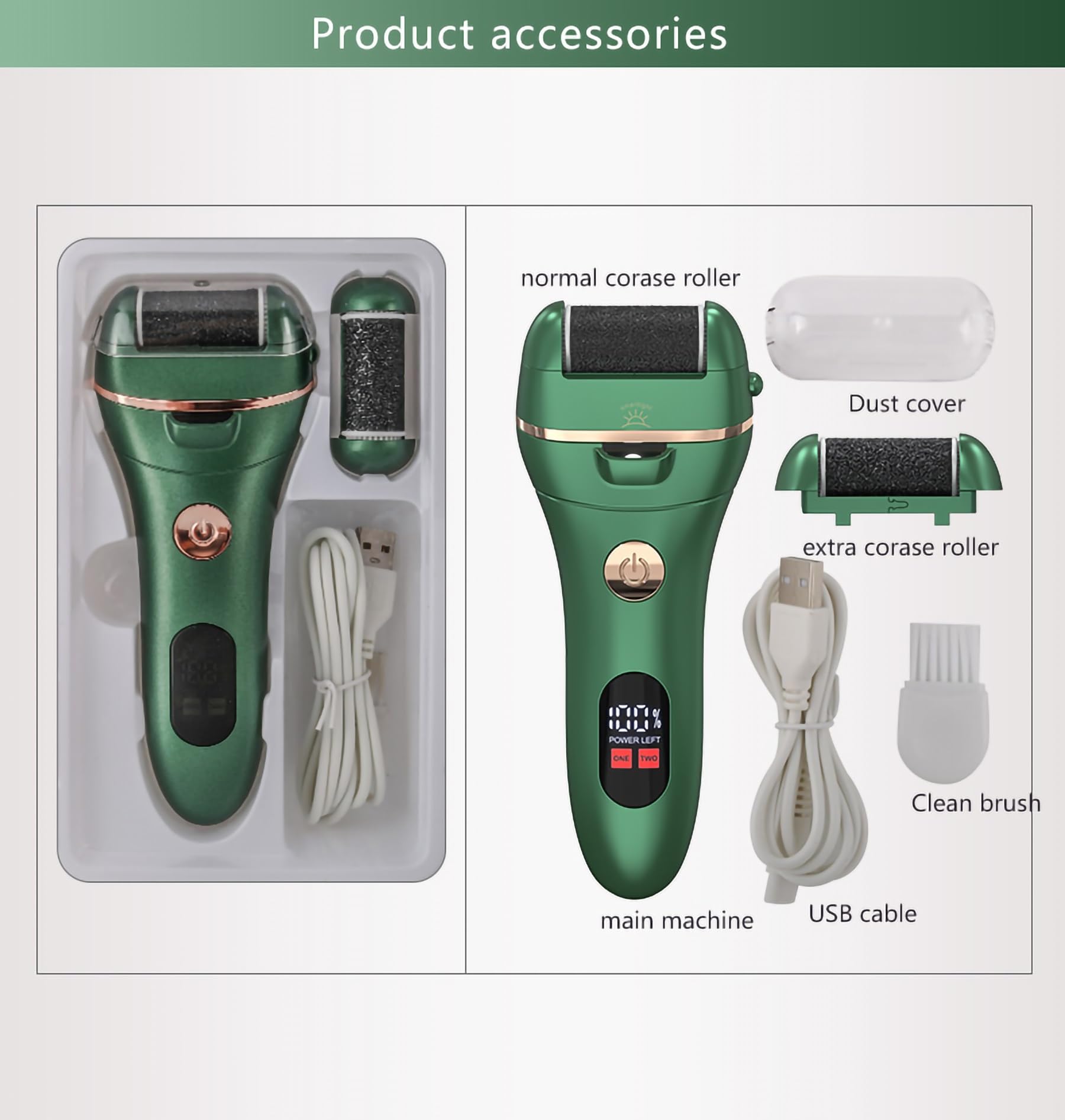Quita Callos Eléctrico, Kit De Cuidado De Pies Portátil Recargable, Cuidado De Pies para Pieles Secas Y Muertas, Lima De Pies Eléctrica De Viaje para Hombres Y Mujeres (Color : Green)