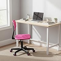 Vista 7 de Silla de escritorio sin brazos, linda silla de oficina con respaldo bajo, silla de trabajo giratoria ajustable para niñas, adolescentes, adultos