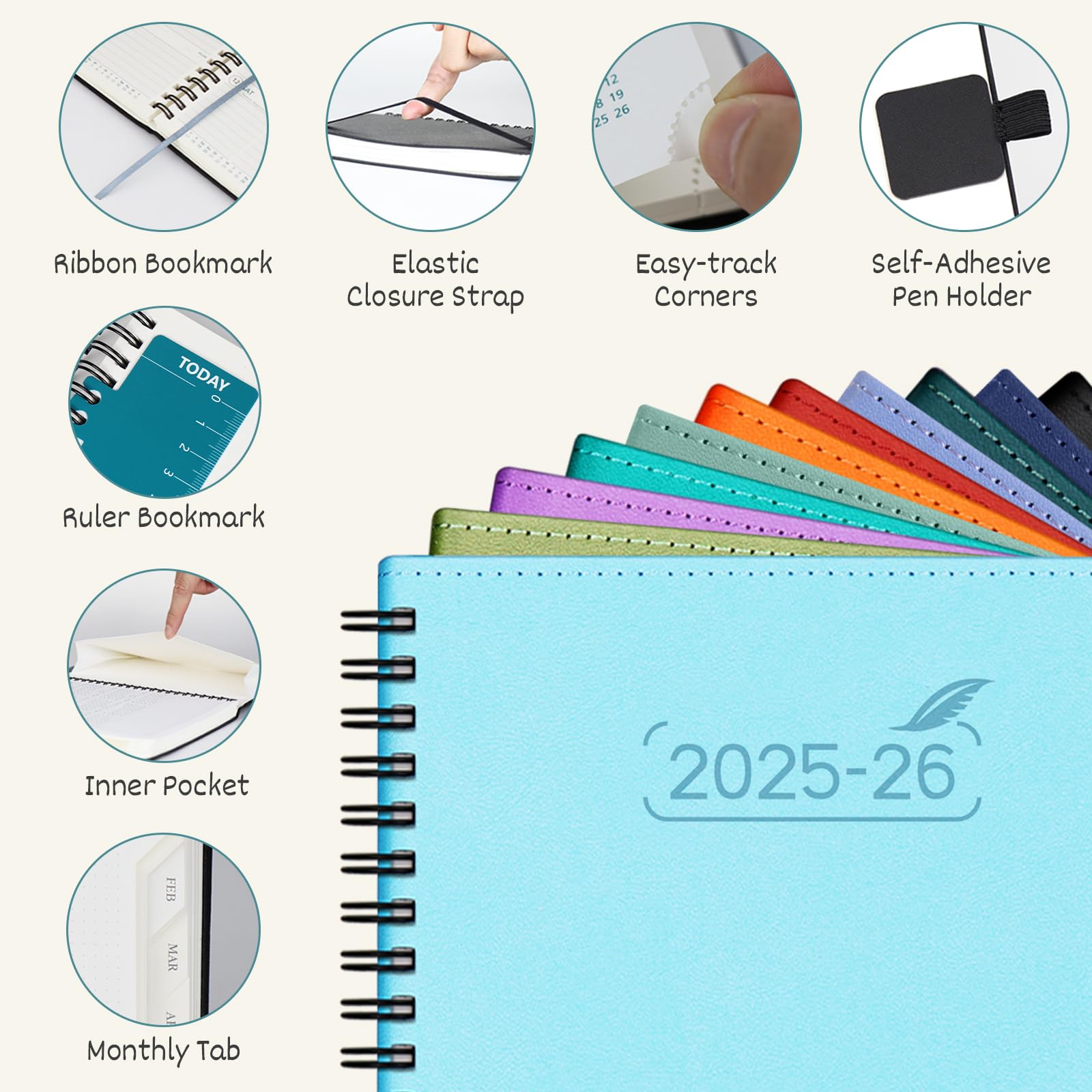 BEZEND 2026 Diary A5 Week to View (Jul 25-Dec 26) Spiral with Time Slots. Vertical Weekly Planner with Note Pages - Image 2