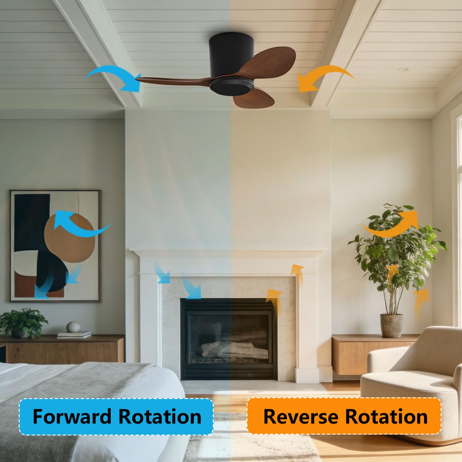 Ventilatore da soffitto senza luce Piccolo ventilatore da soffitto moderno con telecomando 6 velocità ventilatore da soffitto senza luci per ristorante camera da letto Patio (25 pollici)