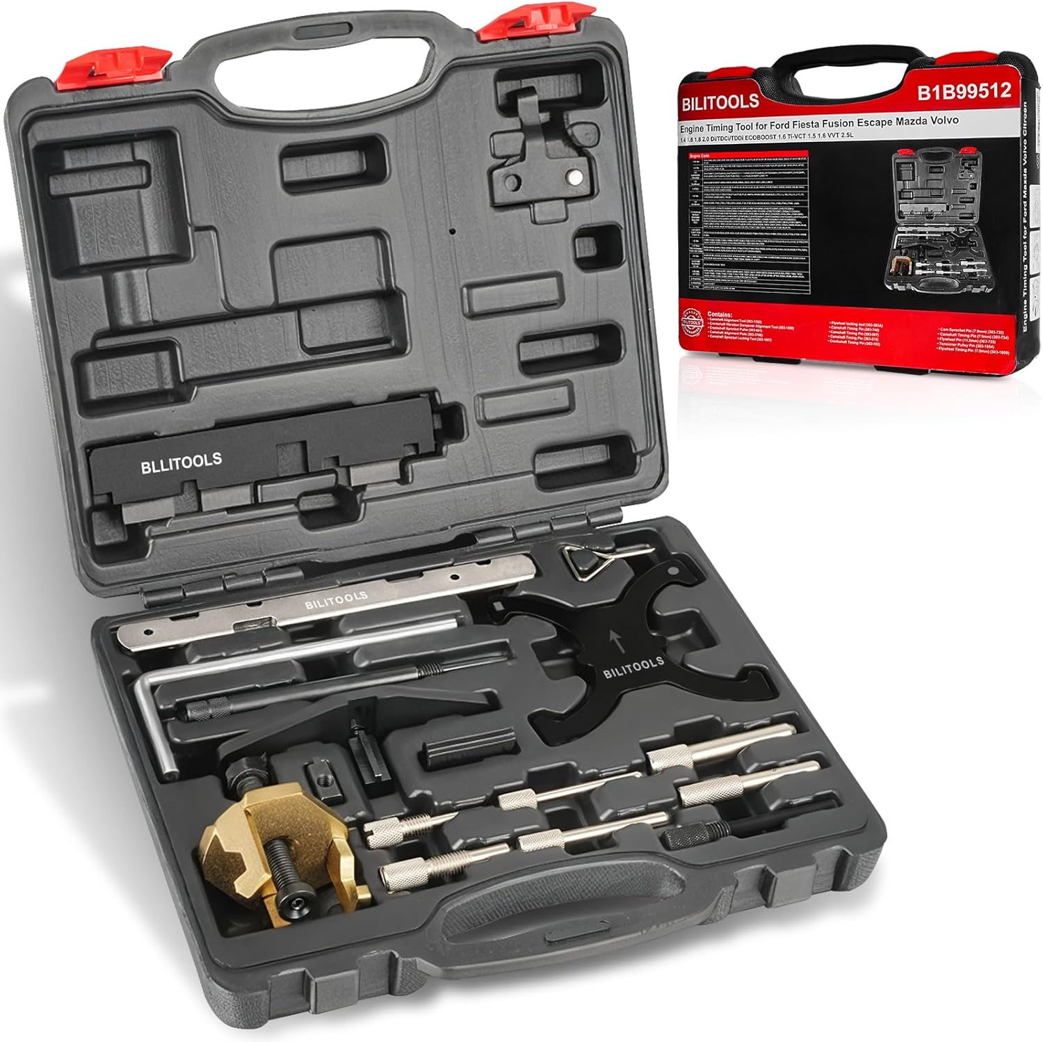 BILITOOLS 1.5 1.6 Ecoboost Engine Timing Tool Kit, Compatible with Ford Fiesta Fusion Mazda 1.4 1.6 1.8 2.0 Di/TDCi/TDDi 1.6 Ti-VCT 1.5/1.6 VVT 2.3L Equivalent to OEM No. 303-1097 303-1550 303-1556
