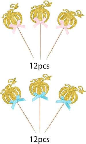 Miniatura 212 de Paquete de 24 adornos para cupcakes de calabaza con purpurina para cupcakes de calabaza para Acción de Gracias, baby shower, decoración de cupcakes