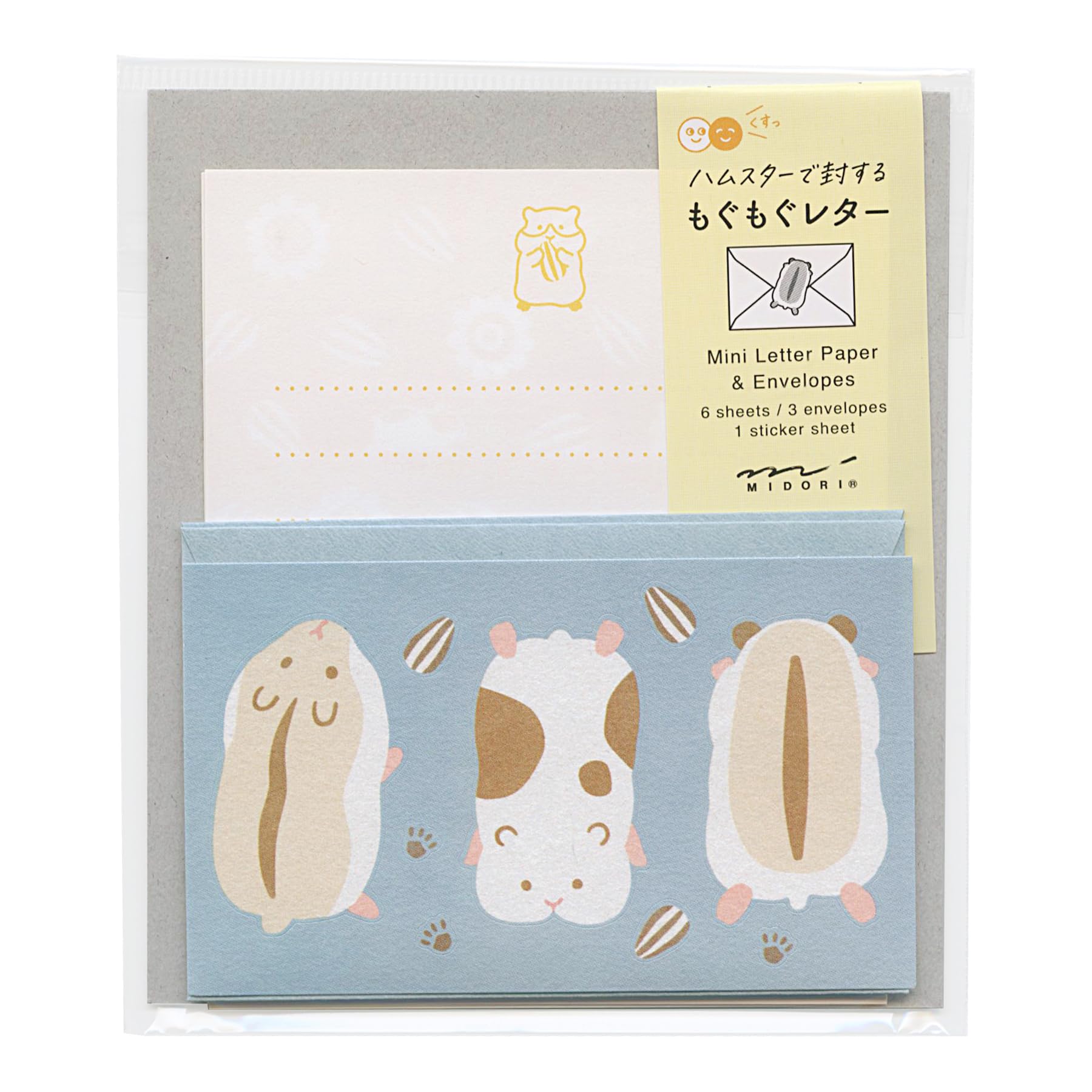 Midori 86935006 Mini Letter Set, 935, with Stickers, Mogumogu