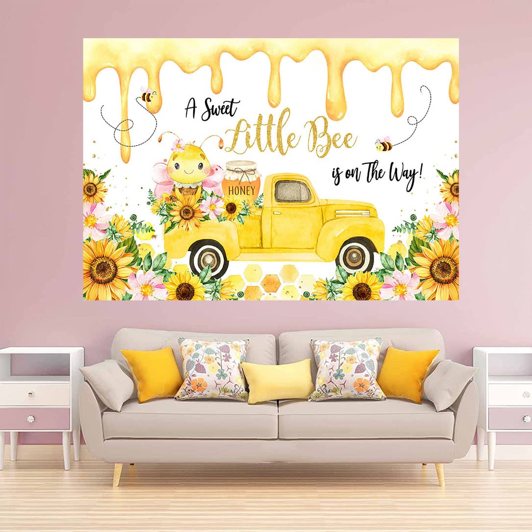 Fotohintergrund \"A Sweet Little Bee Is On The Way\" 210x150cm - Für Babyparty, Gender Reveal, Bienen-Motiv