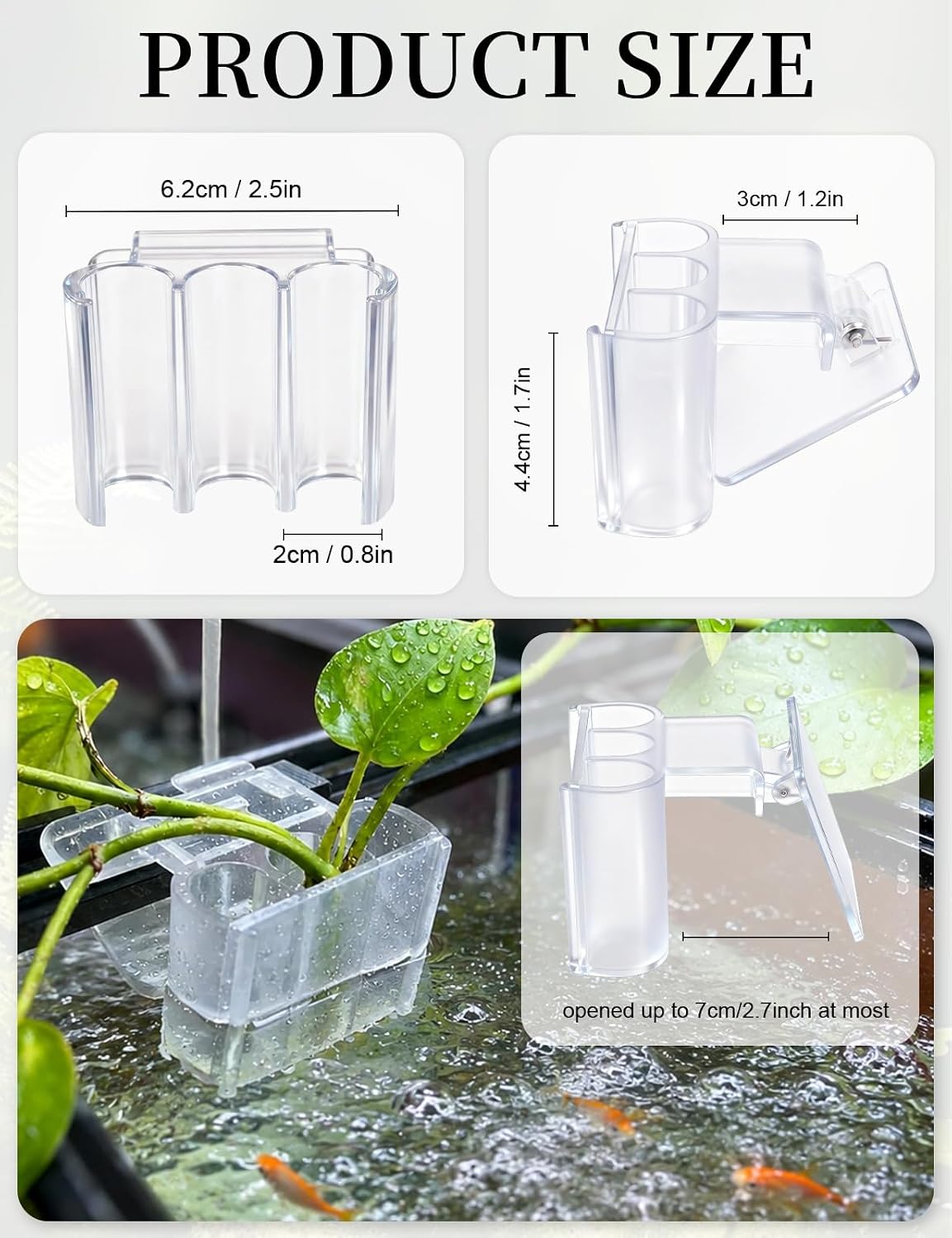 4 Pack Upgraded Aquarium Plant Holder, 3 Holes Hanging Aquatic Plant Cups for Fish Tank Plants Potting, Aquarium Decoration (White) image 2