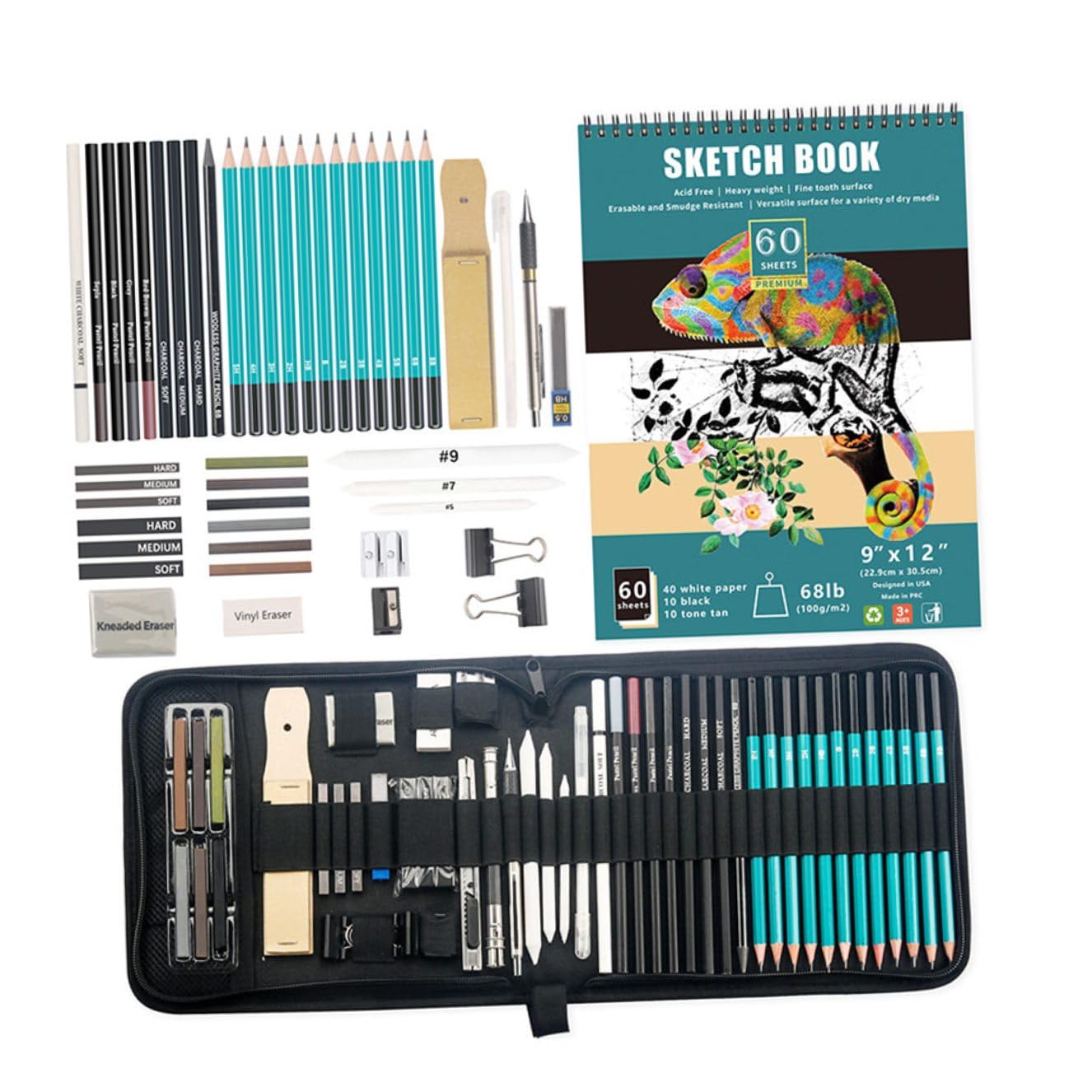 SEWOART Kit de Dibujo para Bocetos 50 Piezas, Juego de Lápices de Carbón