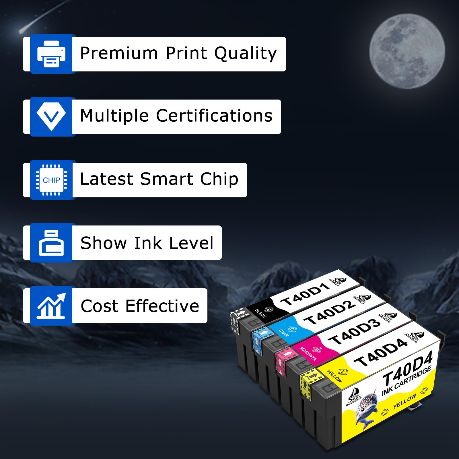 DOUBLE D T40D1-T40D4 per Epson T40D1-T40D4 Cartucce per SureColor SC-T2100