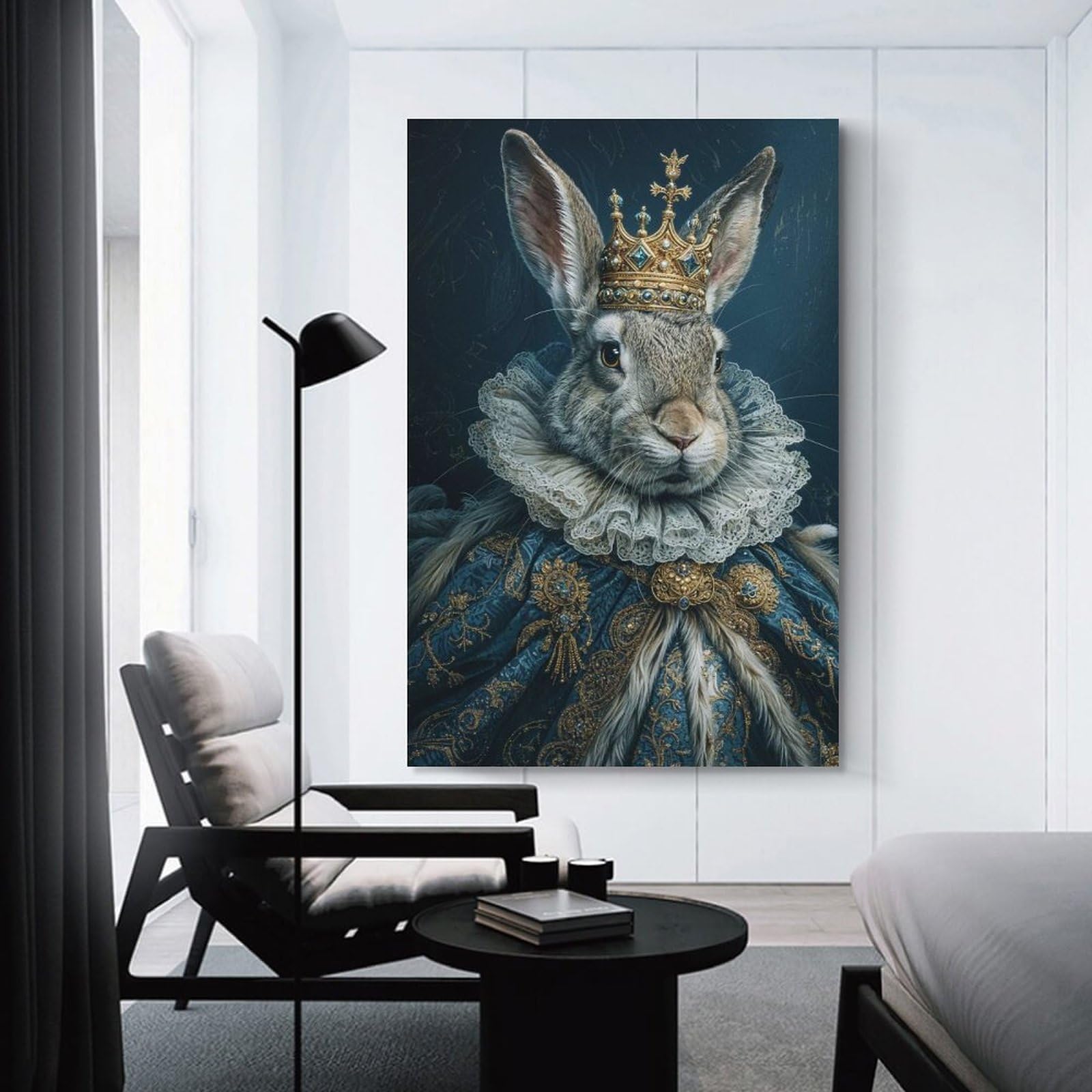 Junmoney Rabbit King Decorative Wall Artwork, 24x36inch(60x90cm), for Hallway, Lounge Or Guest Room, Decorative Present for New Homes