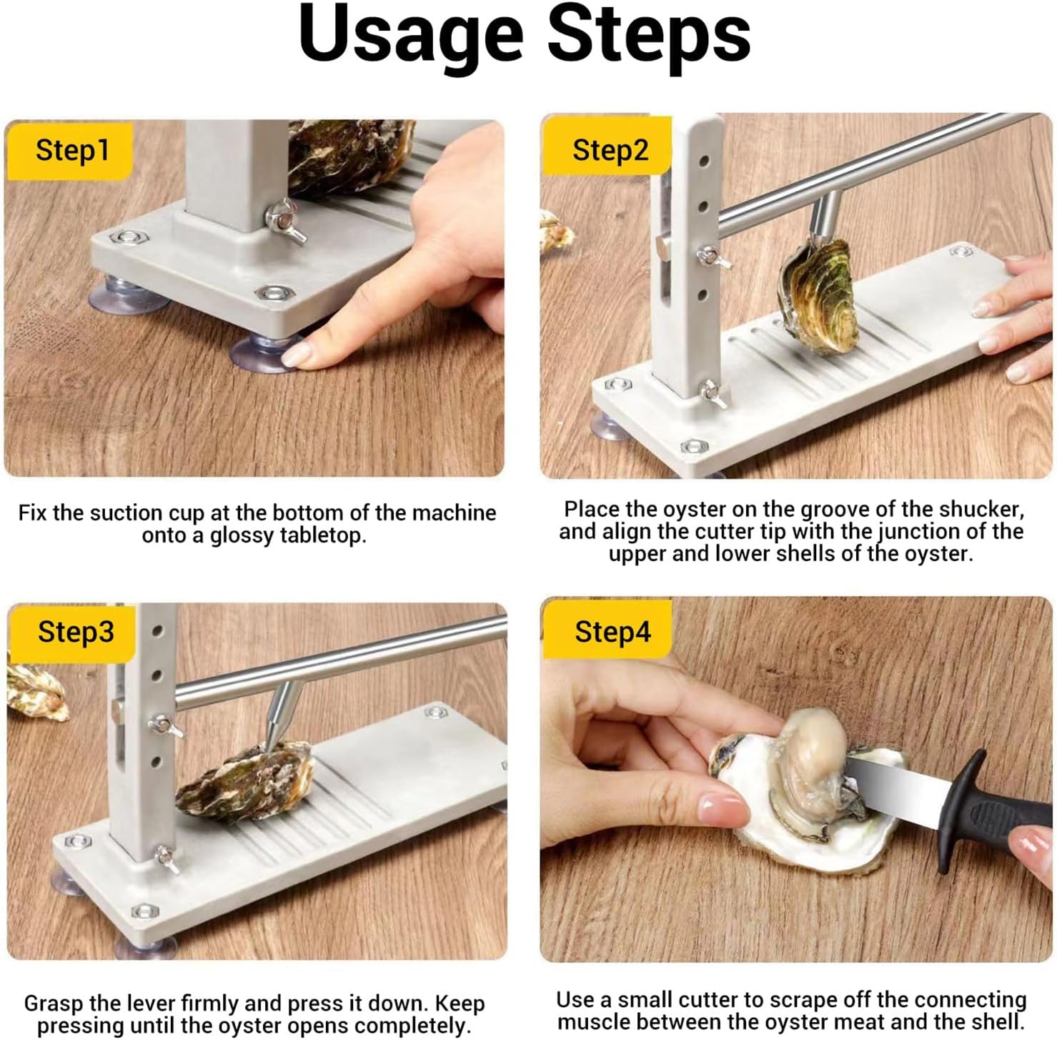 Oyster Shucker Tool Kit, Adjustable Oyster Shucker Machine, Stainless Steel Clam Opener Tool, Including Knives, Glove, G Clamp, for Seafood Home and Restaurants