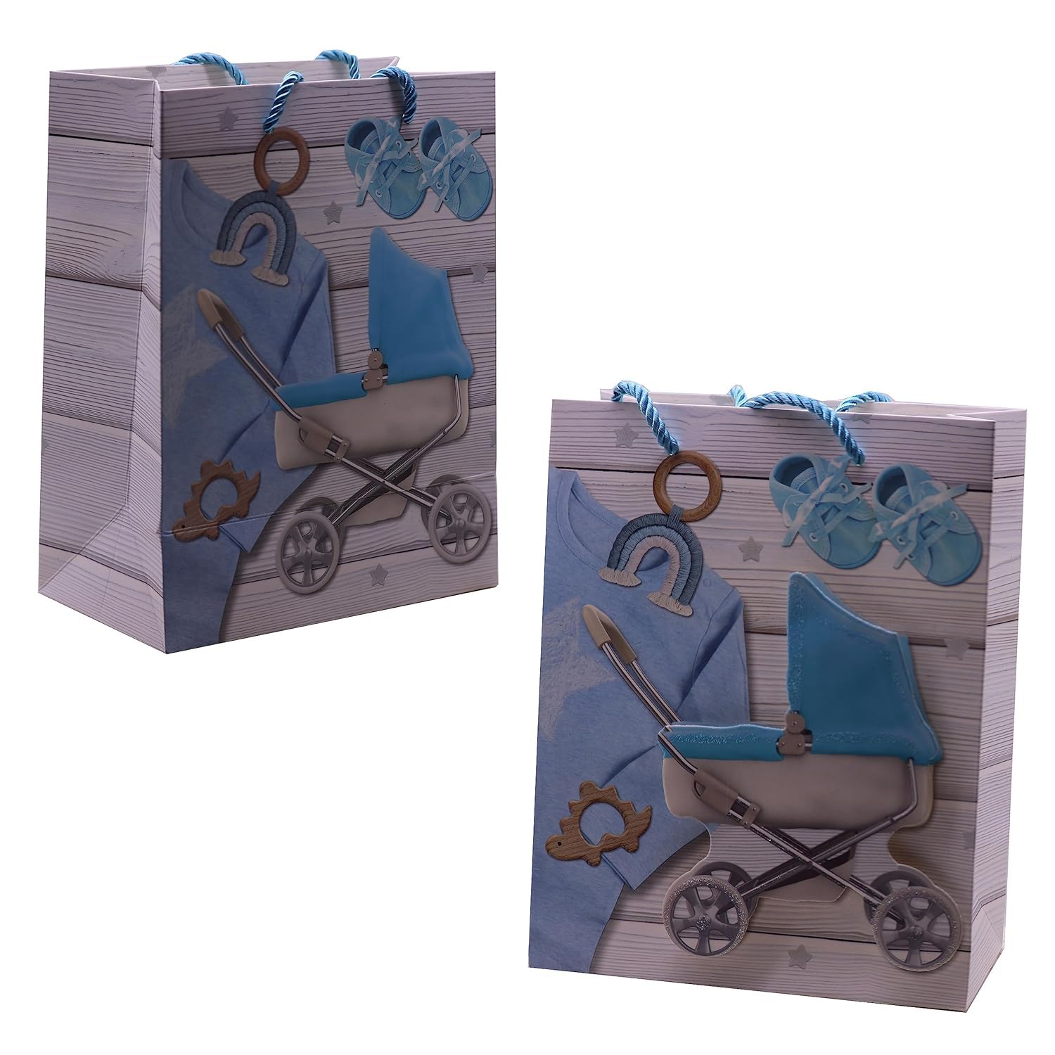 NESTIC 3D Baby boy Girls Gift Paper Bag for Deluxe Rich Taste on Birthday Parties/Baby Shower/Schools Gifts/Festivals/Party and New Parents(set of 4)