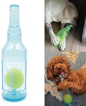 MystoneerDog Toys for Aggressive Chewers, 2025 Water Bottle Dog Toy, Best Indestructible Dog Chew Toy with Squeaky Tennis Ball Blue, Large