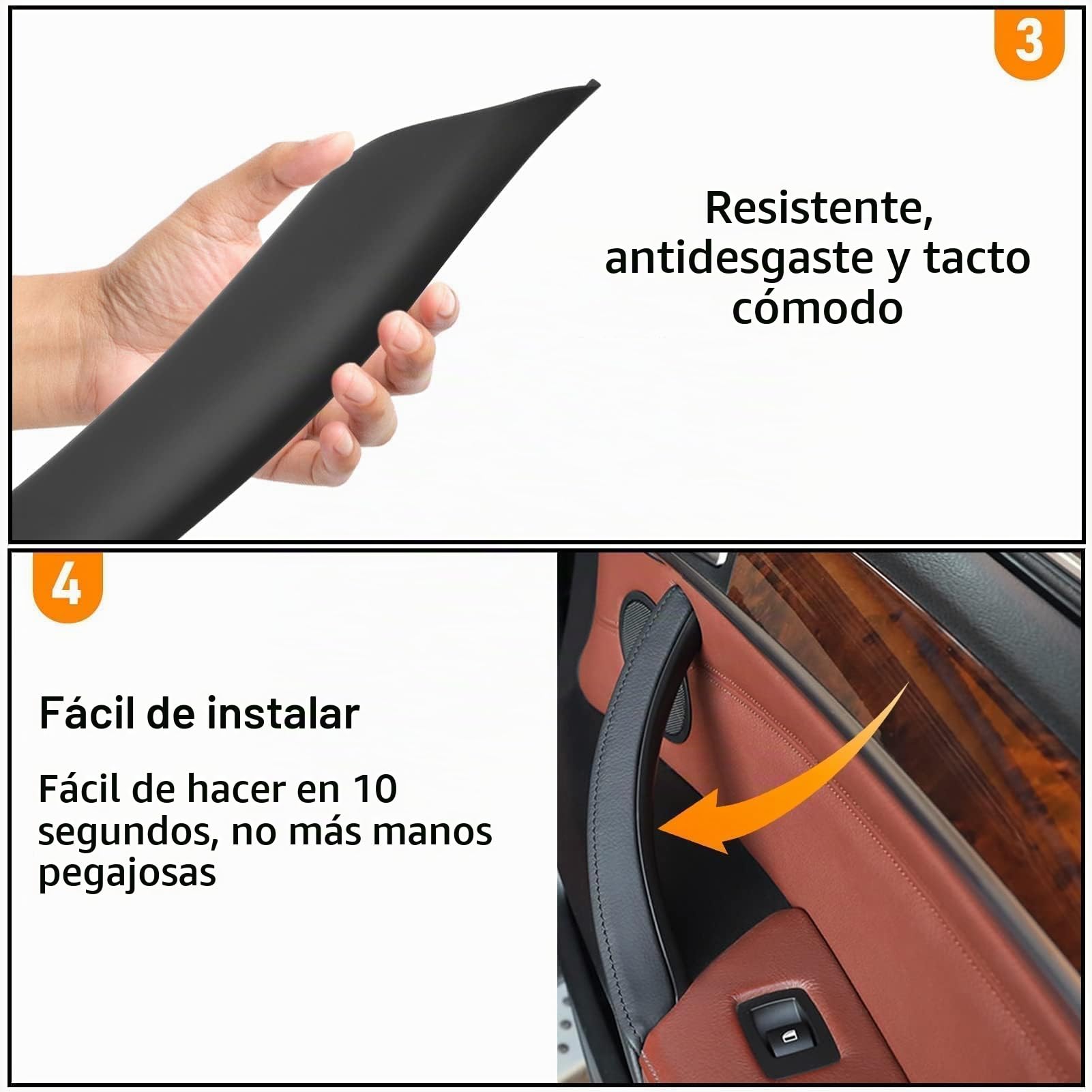 TTCR-II 3PCS Manija Compatible con X5 E70 2008-2013,X6 E71/E72 2008-2014 | Tirador Interior Puerta Delantera Derecha X5 E70 Manija Interior Puerta Trasera Izquierda y Derecha X6 E71/E72-Negro