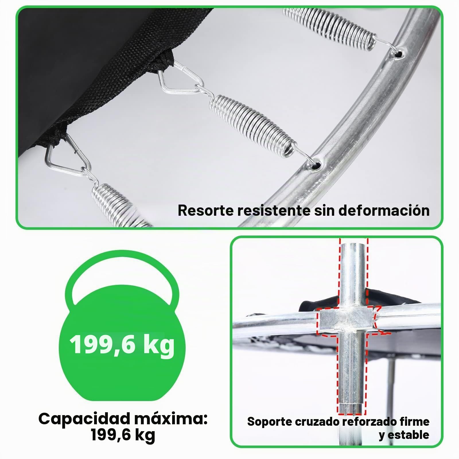 Trampolín para niños, cama elástica ajustable para bebés con aro de baloncesto, 440 libras, para interiores y exteriores con recinto (verde)