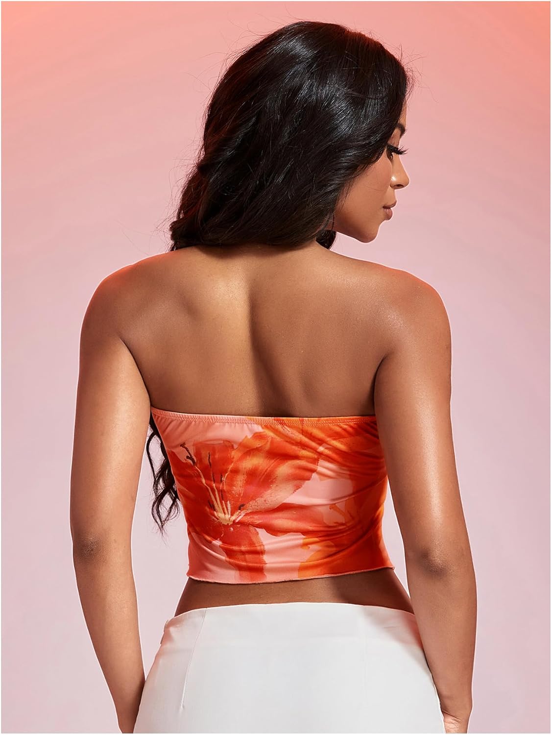 Milumia Women Floral Bandeau Tops Going Out Twisted Front Strapless Crop Tube Tops - Image 6