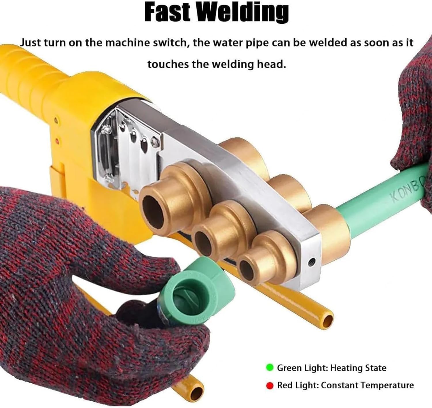 Plastic Pipe Welding Tool,Fusion Welder for Standard Pipe Size, Digital Display Handheld Plastic Pipe Hot-melt Welder with 3 Die Heads for PPR PE Tube