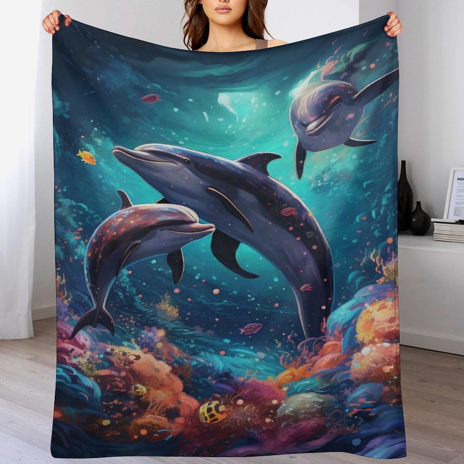 Couverture lit dauphin en flanelle pour des moments cocooning au salon