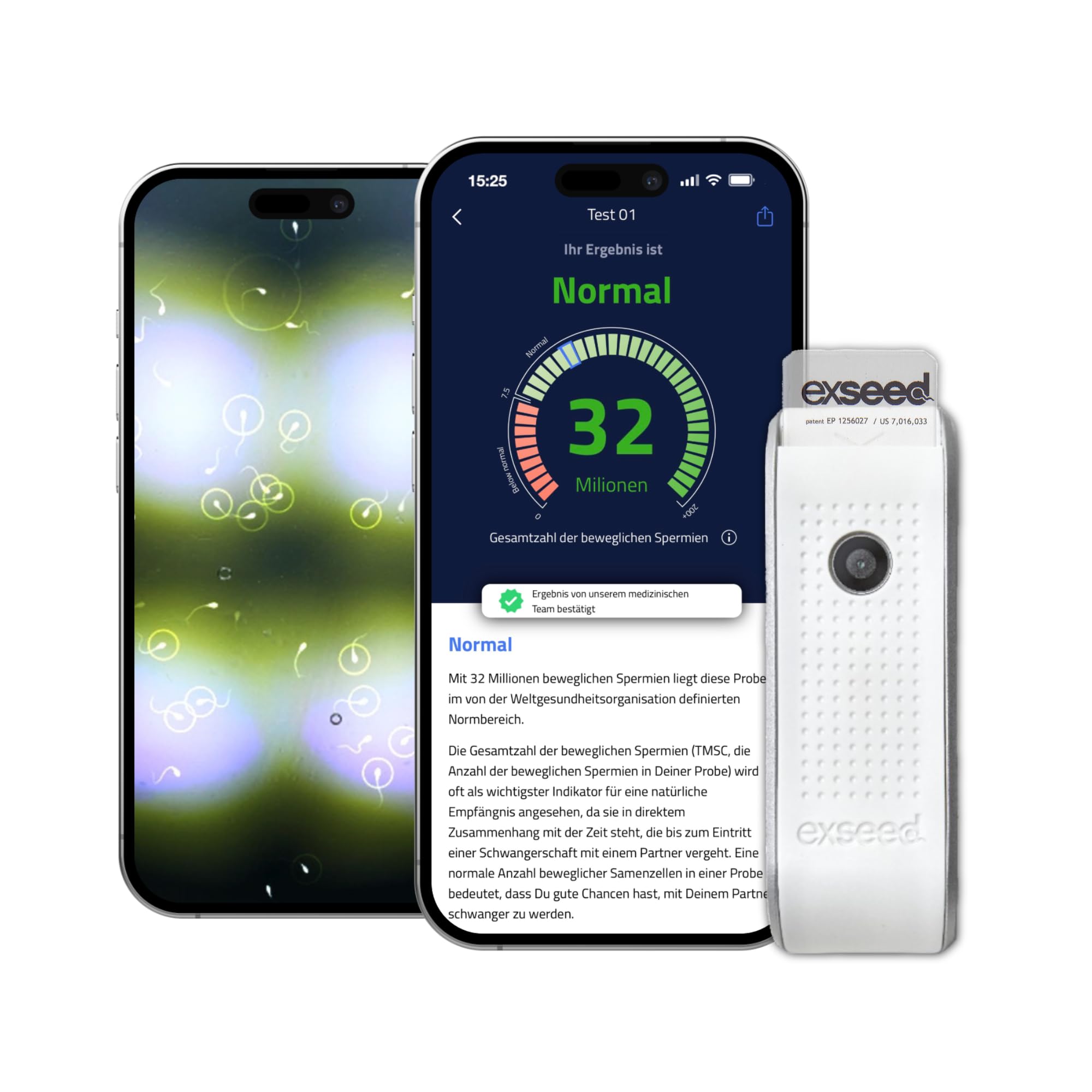 ExSeed Male Fertility Self Test for Total Mobile Count Analysis - Fertility Test Kit and as Accurate as Lab Tests - Smartphone - 2 Test