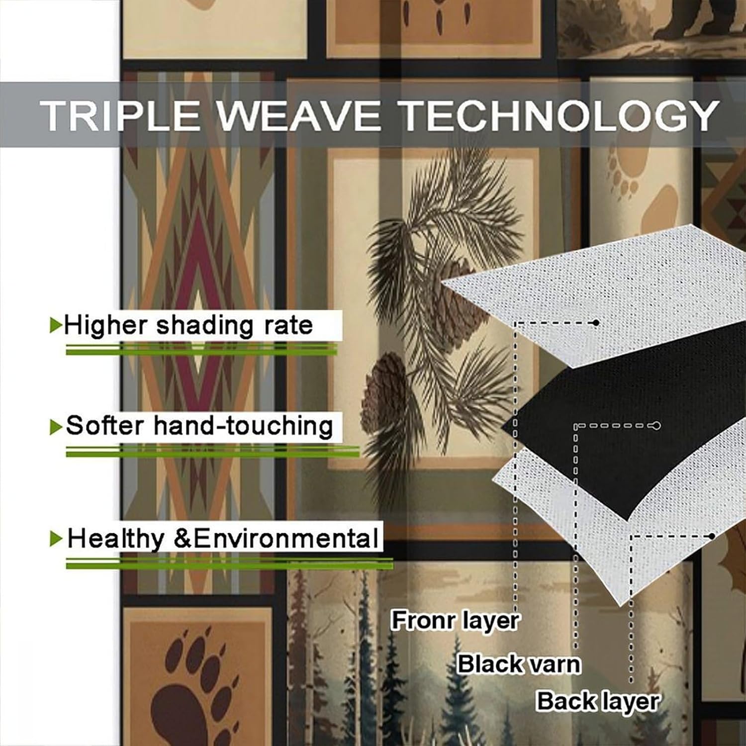 Rustic Moose Deer Curtains, Rustic Moose Deer Retro Rustic Cabin Cottage Elk Pine Lodge Country Style Farmhouse Blackout Windows Door Curtain for Bedroom Living Room 42x63in