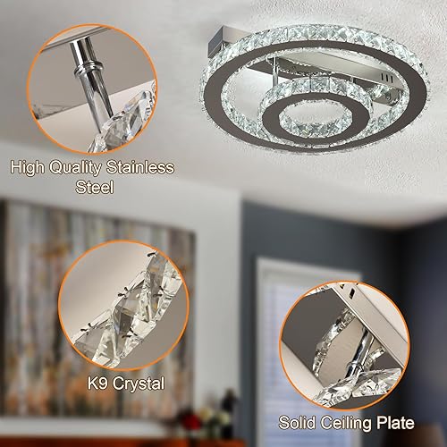Miniatura 20 de Moderno candelabro de cristal LED, iluminación empotrada, lámpara colgante con control remoto para sala de estar, comedor, dormitorio, isla