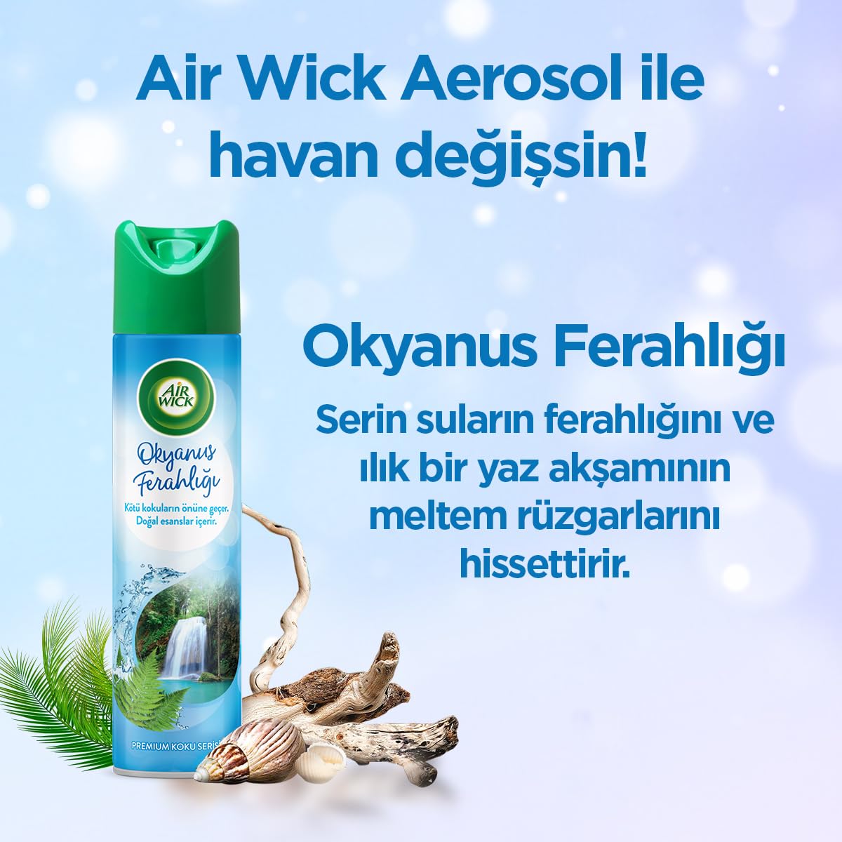 Air Wick Aerosol Premium Koku Serisi Okyanus Ferahlığı Sprey Oda Kokusu (1 x 300 ml)