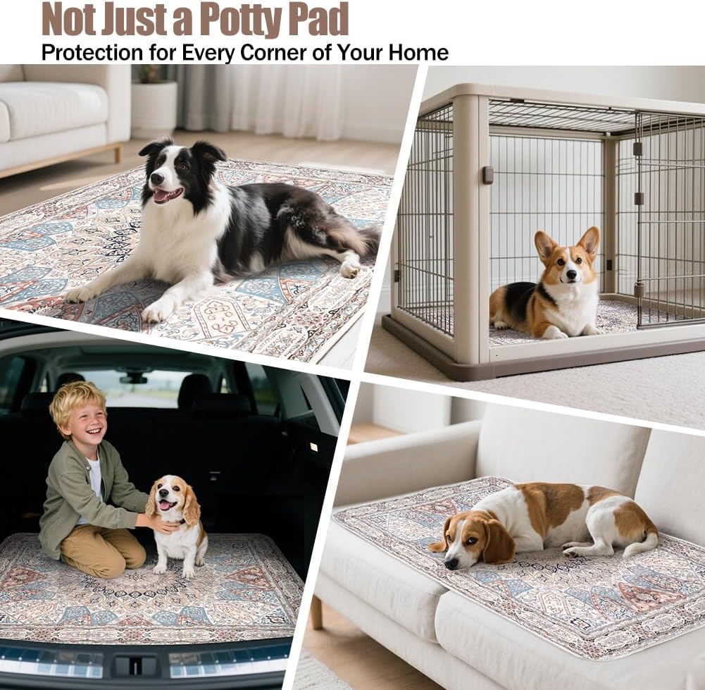 Washable Pee Pads for Dogs, 2 Pack Reusable Puppy Training Pads 32"x48" Super Absorbent Dog Pee Pad Waterproof Dog Training Pads, Non-Slip Potty Pads, Whelping Pads