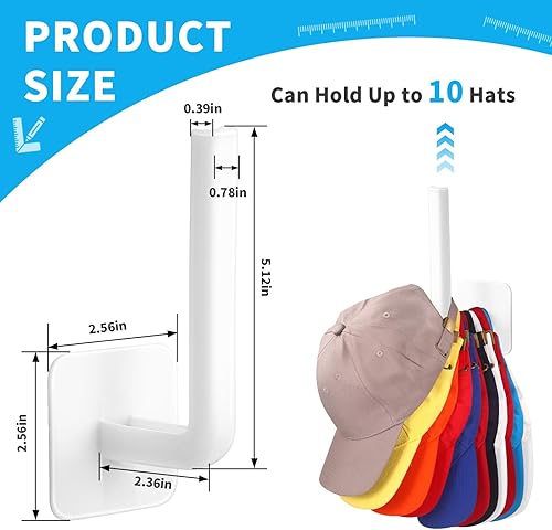 Miniatura 2 de Letohoumia Percheros para sombreros de pared para gorras de béisbol, paquete de 5 ganchos adhesivos para sombreros, organizador de ganchos fuertes
