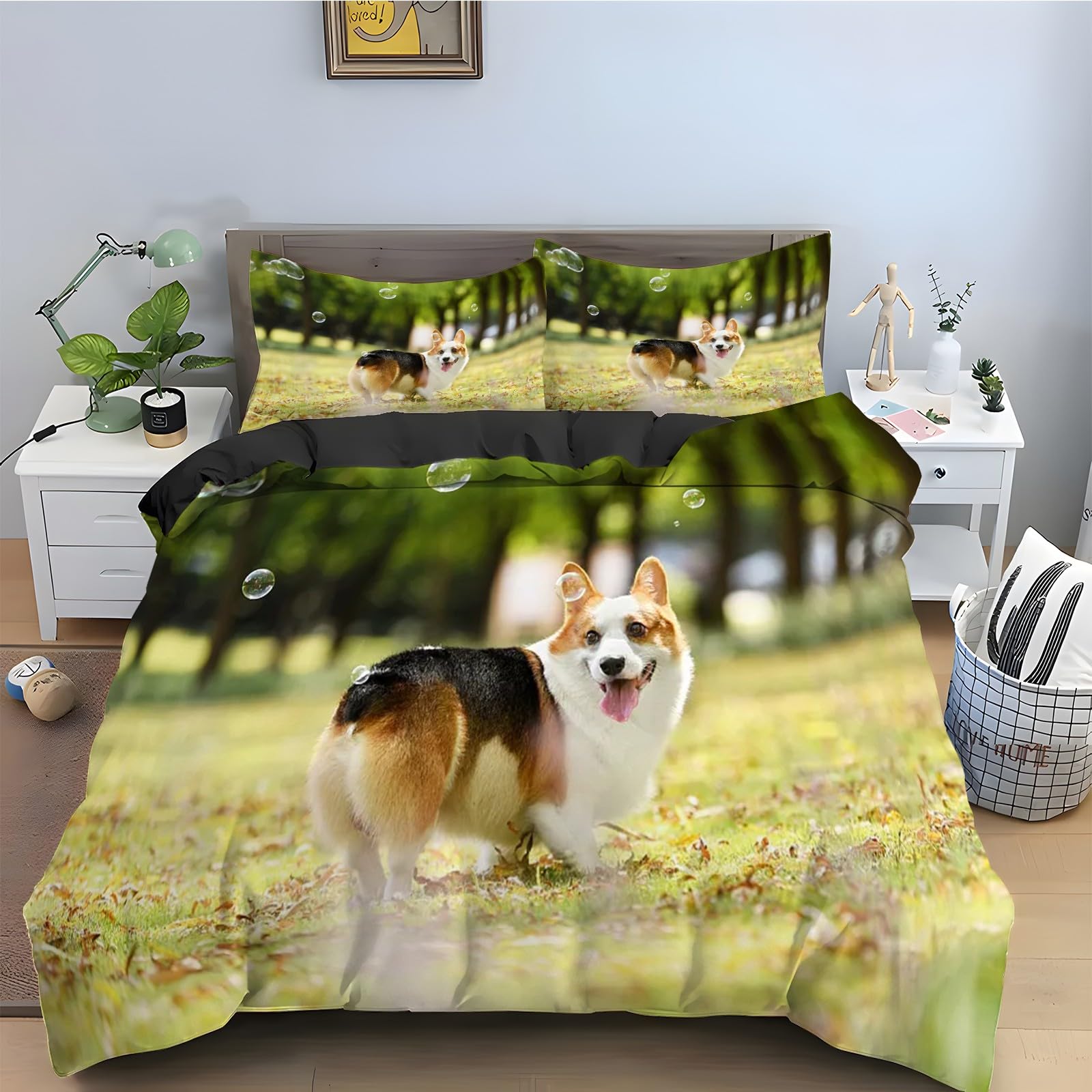 Housse de couette Corgi 200x200 pour une chambre d'enfant cocooning et ludique
