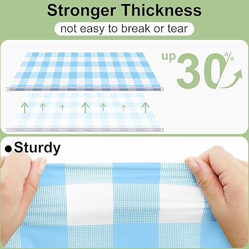 Vista 58 de misaya Paquete de 4 manteles desechables de búfalo, mantel de plástico impermeable de 54 x 108 pulgadas, manteles rectangulares a cuadros caqui