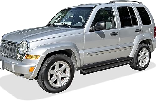 Miniatura 2 de APS Estribos negros estilo compatible con Jeep Liberty 2002-2007 de 4 puertas (sin aletas de barro, rieles de roca de fábrica deben ser quitados)