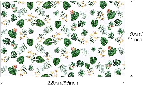 Miniatura 3 de Paquete de 4 manteles hawaianos Luau para decoración de fiestas, manteles rectangulares de plástico desechables hawaianos, mantel de hojas de palma