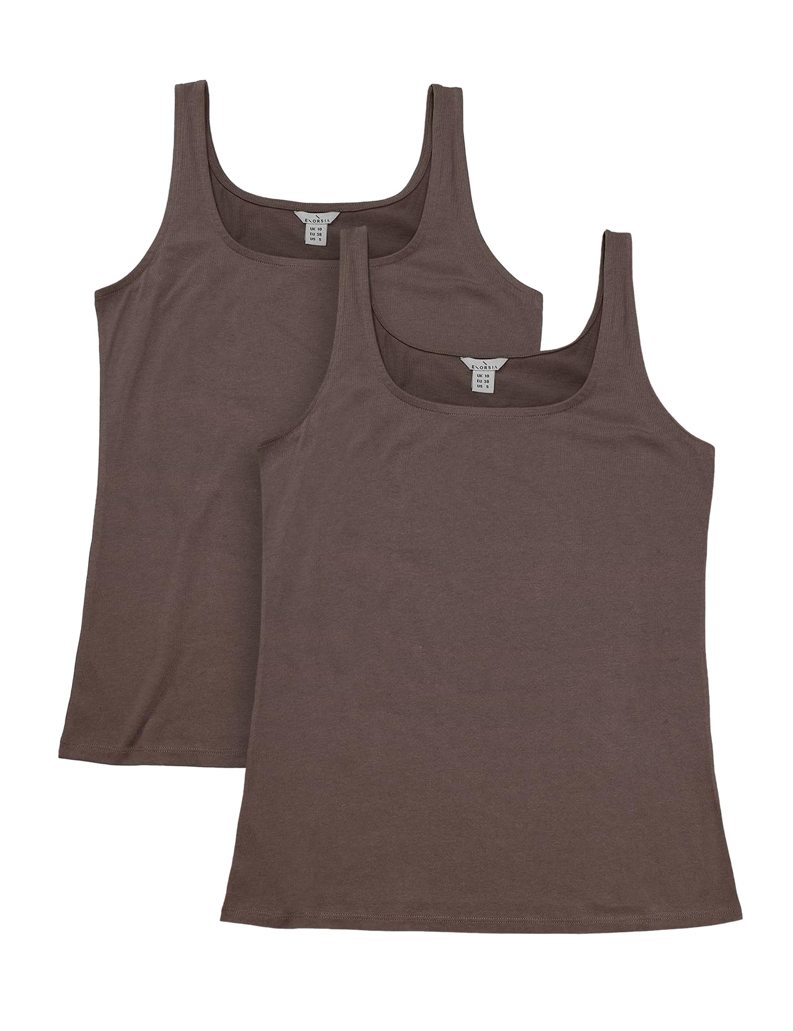 Enorsia Womens Vest with 100% Cotton Strap Vest with Square Neck Perfect for Gym (12, Brown)