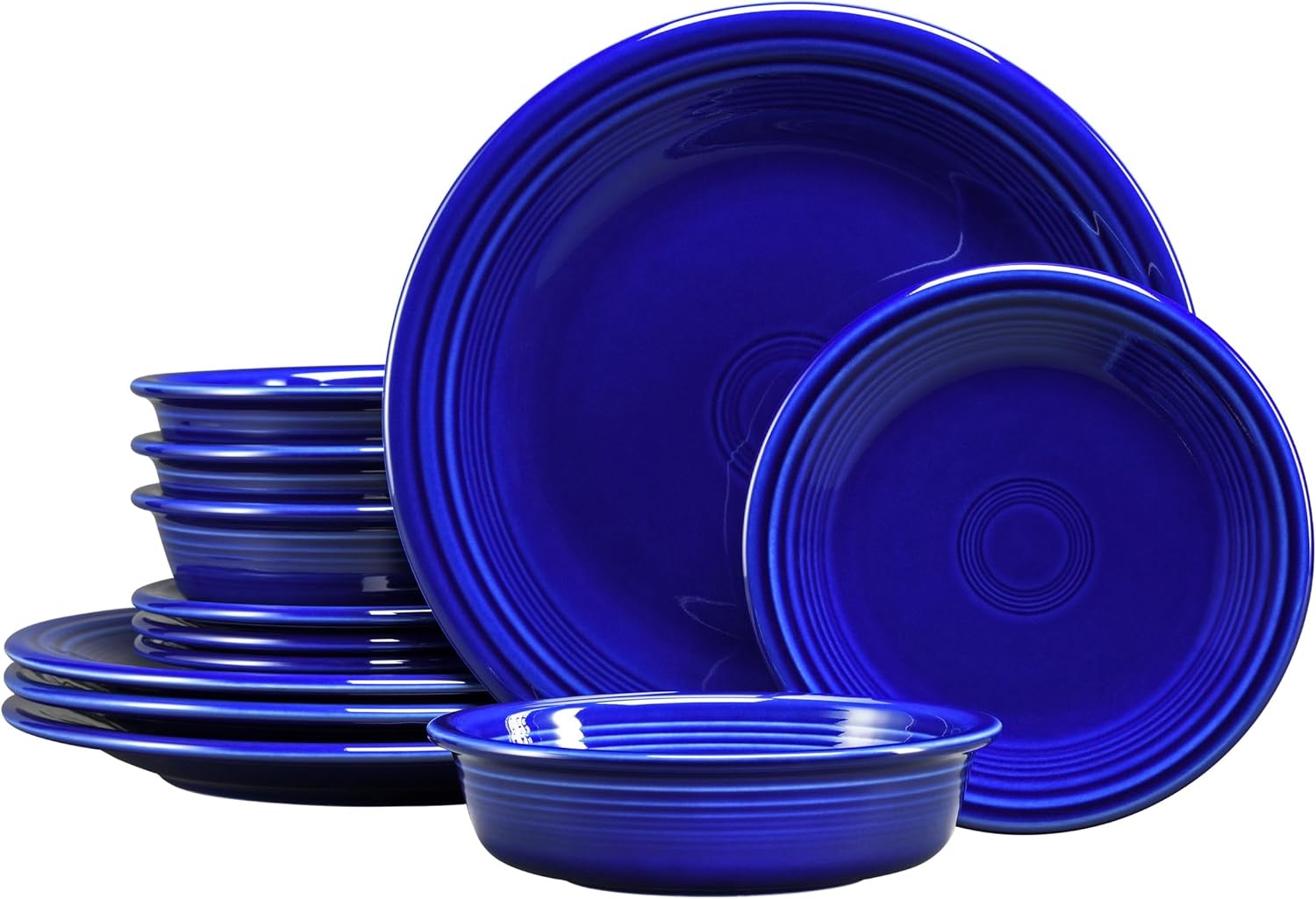 Fiesta® Classic Rim 12-Piece Dinnerware Set – Durable Ceramic, Lead-Safe, Dishwasher/Microwave/Oven Safe – Made in USA Dinnerware - White