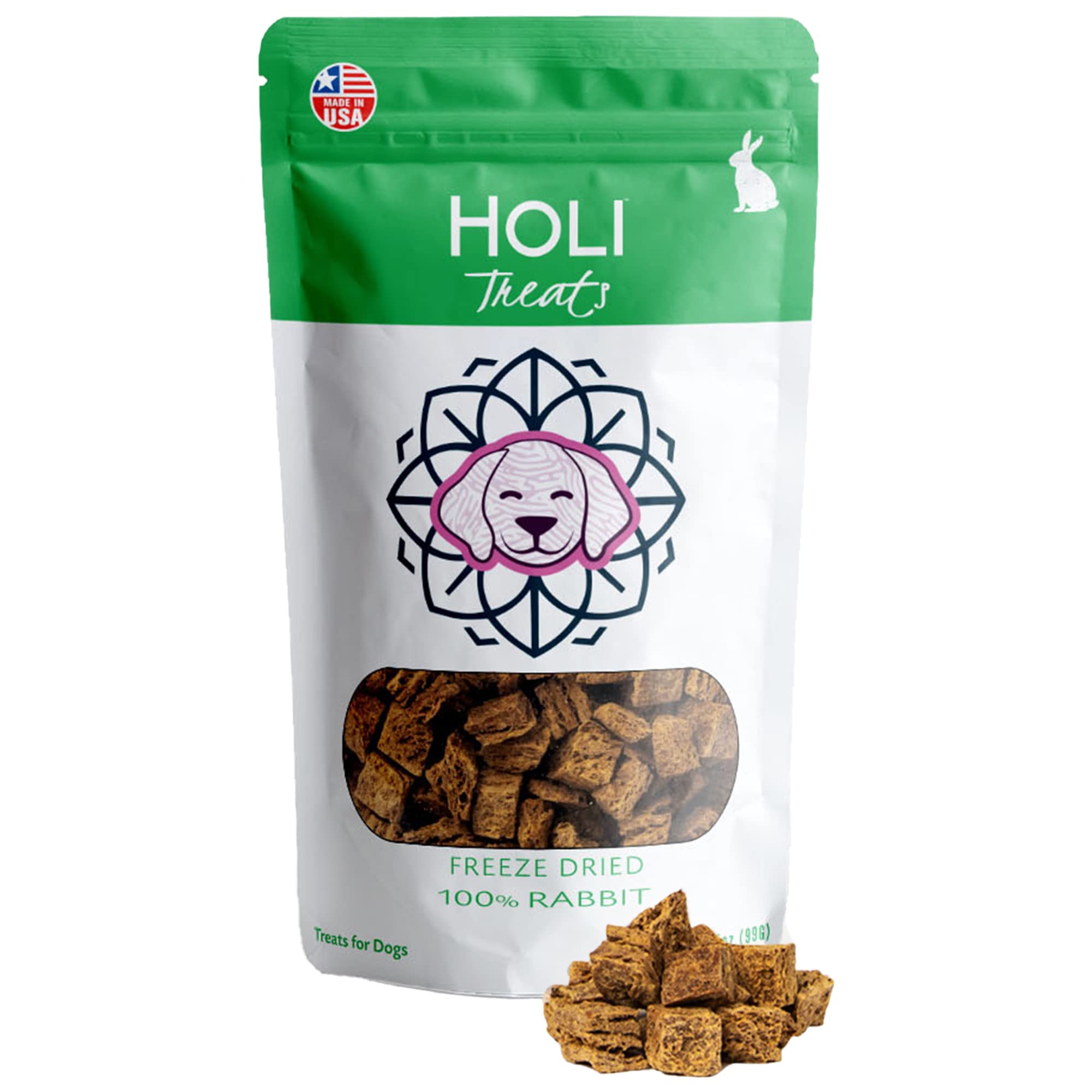 HOLI Freeze Dried Rabbit Dog Treats – Single Ingredient Freeze Dried Rabbit Treats for Dogs – All Natural – High Value Training Treats - 3.5oz