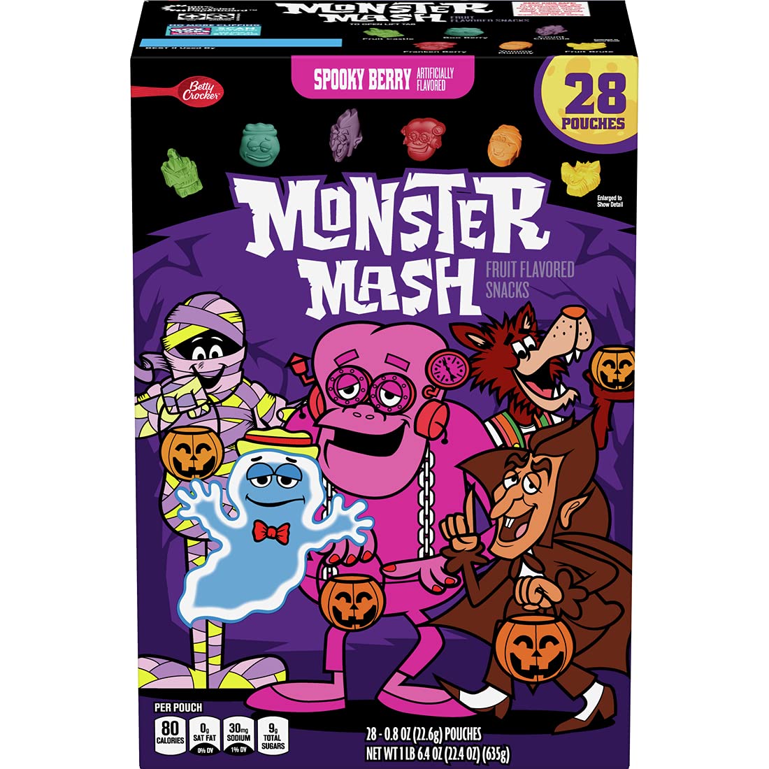 Monster Mash Spooky Berry Fruit Flavored Snacks, Treat Pouches, Gluten Free, 28 ct